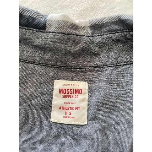 Men’s Mossimo black white and gray casual button-down flannel athletic fit size - Picture 3 of 5